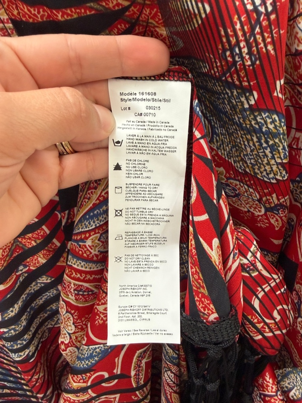 Joseph Ribkoff Red Multicolor Fringe Kimono - Picture 7 of 8